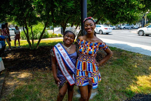Miss Junior Juneteenth Meliha Simmons, left, with Nia Bullock. Miss Juneteenth 2023 at the Lansdowne celebration.. (COURTESY OF STEVEN WEISZ)