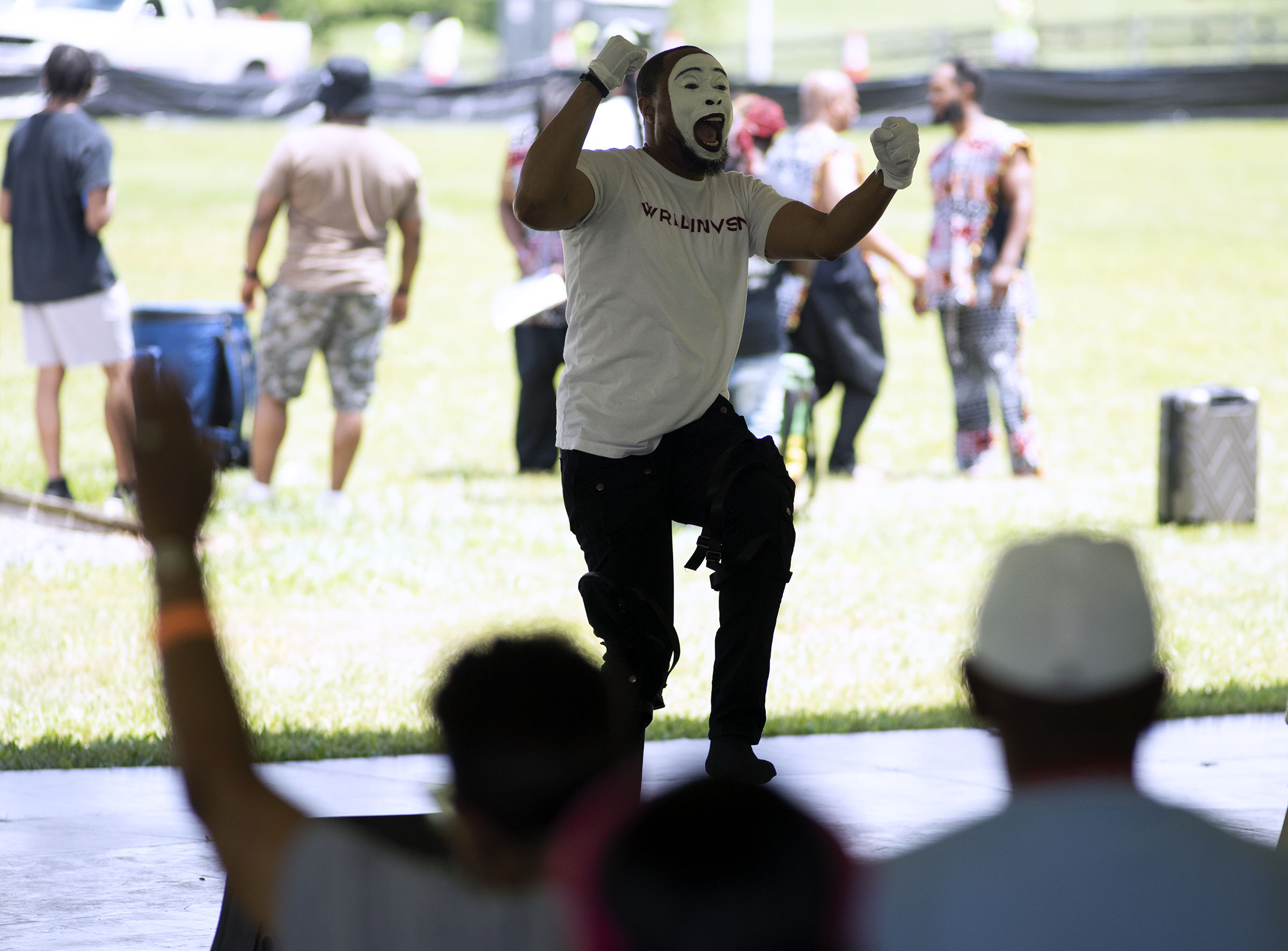 Zeno Jones of Aberdeen gives a spirtual mime performance at the 8th Annual Upper Bay Juneteenth Festival in Darlington. (John Gillis/Freelance)