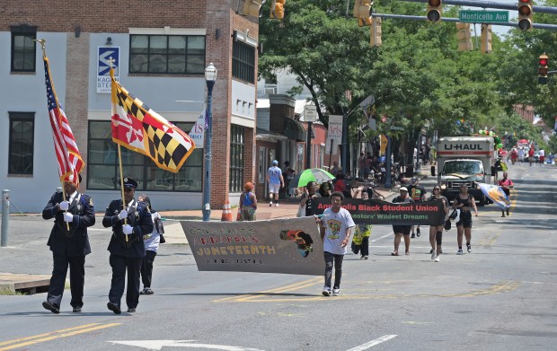 The Annapolis Juneteenth Parade makes its way up West Street Saturday afternoon. (Paul W. Gillespie/Staff photo)