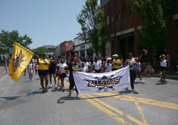 The Annapolis All-Stars marches in the parade. The Annapolis Juneteenth Parade makes its way up West Street Saturday afternoon. (Paul W. Gillespie/Staff photo)