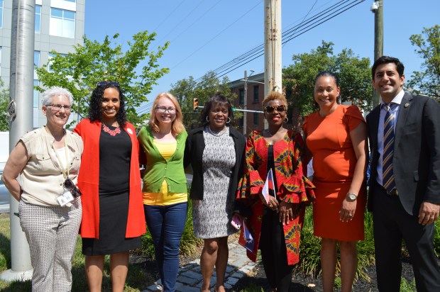 Montgomery County dignitaries gather for a photo on June 18,...