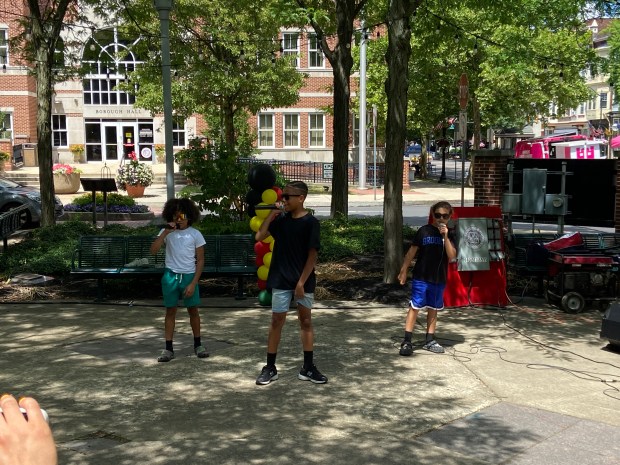 Rising 7th graders Montana Jones, Kyseer Reinert and Hayden Sota,...