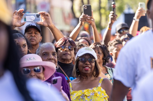 Spectators watch the battle of the bands at the Juneteenth celebration, Saturday, June 15, 2024, in the SoFa District of San Jose, Calif. (Karl Mondon/Bay Area News Group)